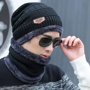 Winter Hat Cap Neck Warmer Scarf Lined Skull Cap and Scarf