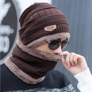 Winter Hat Cap Neck Warmer Scarf Lined Skull Cap and Scarf