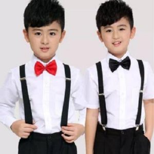 Fashionable Broad Strip Adjustable Suspender with Bow Tie for kids